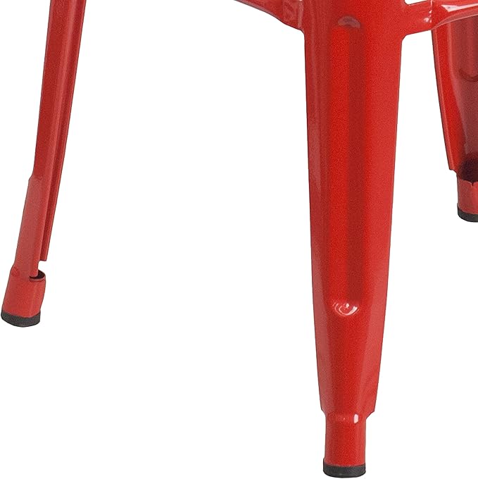 Flash Furniture Commercial Grade 30" High Backless Red Metal Indoor-Outdoor BarStool with Square Seat