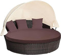 MICTONY Outdoor Daybed Cushion Cover, 66" Replacement Daybed Cover with Elastic Band, Sun Bed Cushion Cover, Outdoor Round Bed Cushion, Cover ONLY (Daybed NOT Included), Brown
