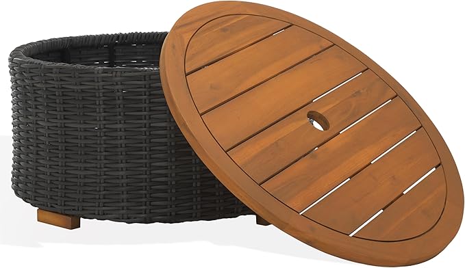SAFAVIEH Couture Collection Anguilla Dark Grey Faux Wicker Indoor/Outdoor Storage Coffee Table (Fully Assembled)