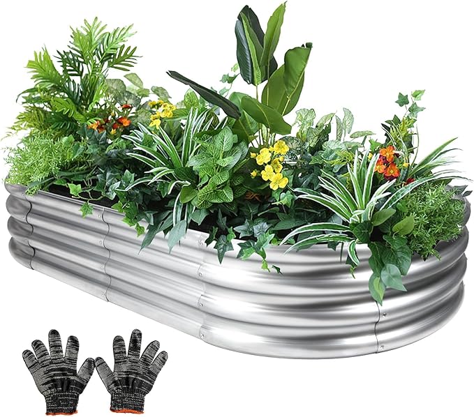 6×3×1 ft Raised Garden Bed, Easy Assembly Galvanized Planter Box for Vegetables, Flowers & Herbs