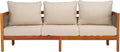 SAFAVIEH Outdoor Collection Amanda Natural Acacia Solid Wood/Taupe Cushion 3-Seater Sofa