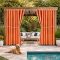 Waterproof Outdoor Curtain W105 x L95 - Grommet Top Sunlight Blocking Window Treatment Drapes Blackout Curtains for Home Bedroom Living Room Outdoor Patio Porch Pergola Cabana Gazebo (Orange)