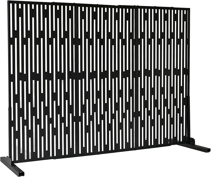 Oakland Living 6 ft. X 4 ft. Black Freestanding Metal Privacy Screen Room Divider