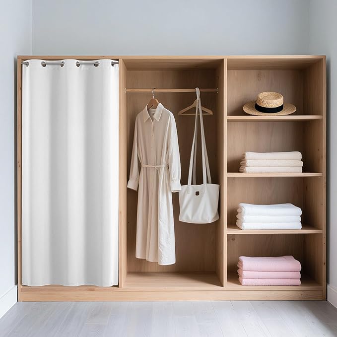 Joydeco Blackout Door Curtain for Doorway Privacy 72 Inches Long, Grommet Closet Curtain for Open Closet, Room Divider for Bedroom Living Room (Pure White 52Wx72L, 1 Panel)