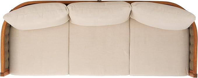 SAFAVIEH Outdoor Collection Amanda Natural Acacia Solid Wood/Taupe Cushion 3-Seater Sofa