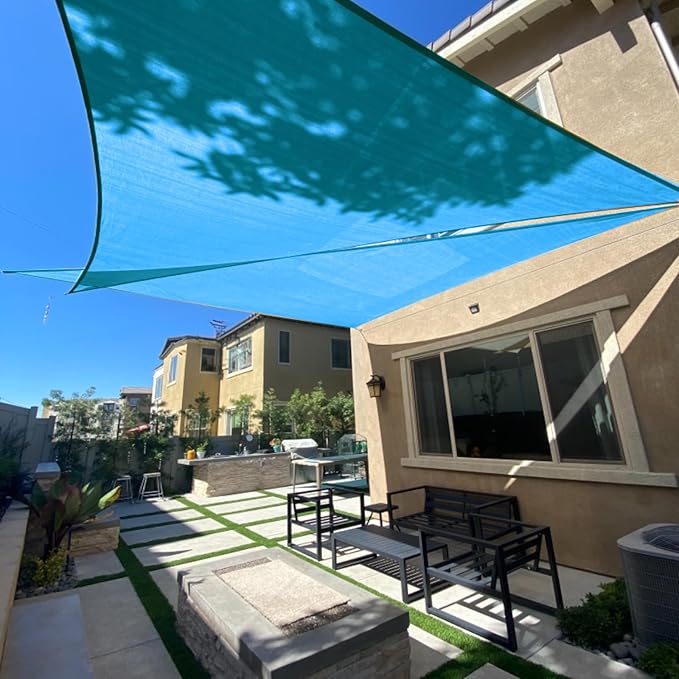 SUNLAX Sun Shade Sail 7' x 13' x 14.8' Turquoise Blue Rectangle Canopy Sail Shade Cover UV Block Permeable Sunshade Outdoor for Patio Backyard Deck Pergola (We Make Custom Size)