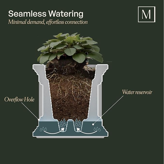 Mayne Cape Cod 14-Inch Square Planter – Self-Watering, Weather-Resistant Planter for Flowers – Durable Outdoor Design for Patio, Porch, or Entryway