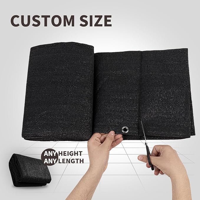 LOVE STORY Custom Size 3.3'x6' Black Balcony Privacy Screen,UV Block Privacy Fence Screen,90% Shield for Outdoor Pool Garden Apartment Railing