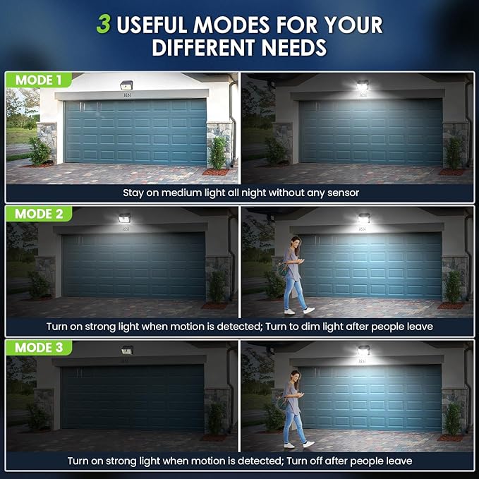 CLAONER Solar Lights Outdoor [𝟖 𝐏𝐚𝐜𝐤/126 LED], Wireless Motion Sensor Lights, IP65 Waterproof Security Lights 3 Modes, 270° Lighting Angle, Ultra-Bright Wall Lights for Deck Patio Fence Garage