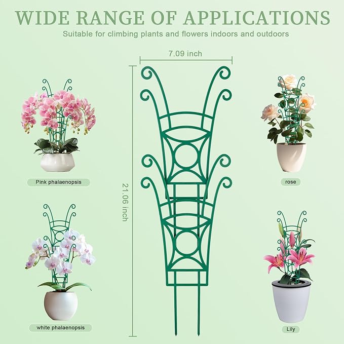 4 Pack Stackable Plant Trellis for Climbing Plants, Indoor/Outdoor Garden Trellis, Plant Support for Vine Ivy Hoya & Houseplants Flower