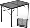 3 ft Folding Table with Adjustable Height (16.5" & 26"), Black Metal Mesh Table with Carry Handle, Portable for Camping, Tailgating, BBQ, Picnic & Indoor, Fits 3–6 People, 7.5 lb, Supports 66 lb