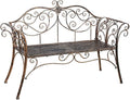 HLC Garden Bench Metal Outdoor Benchs for Front Porch Patio Park Yard 2 Seats Bench with Backrest and Armrests (Antique Bronze)