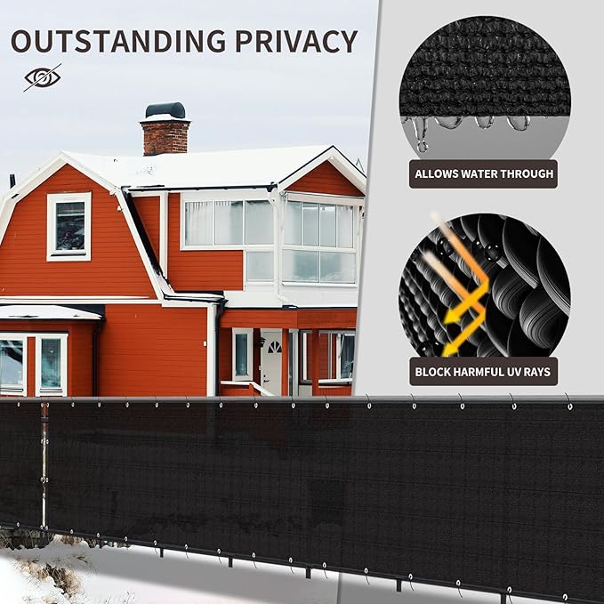 LOVE STORY Custom Size 2'6''x24' Black Balcony Privacy Screen,UV Block Privacy Fence Screen,90% Shield for Outdoor Pool Garden Apartment Railing