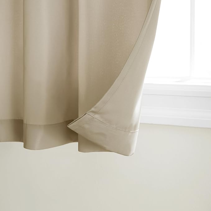 Town & Country Basics Cabana Solid Heavyweight Indoor Outdoor Curtains, Light Filtering Opacity with Grommet Top, Water Repellent, 2-Pack Set, 54"x63", Taupe