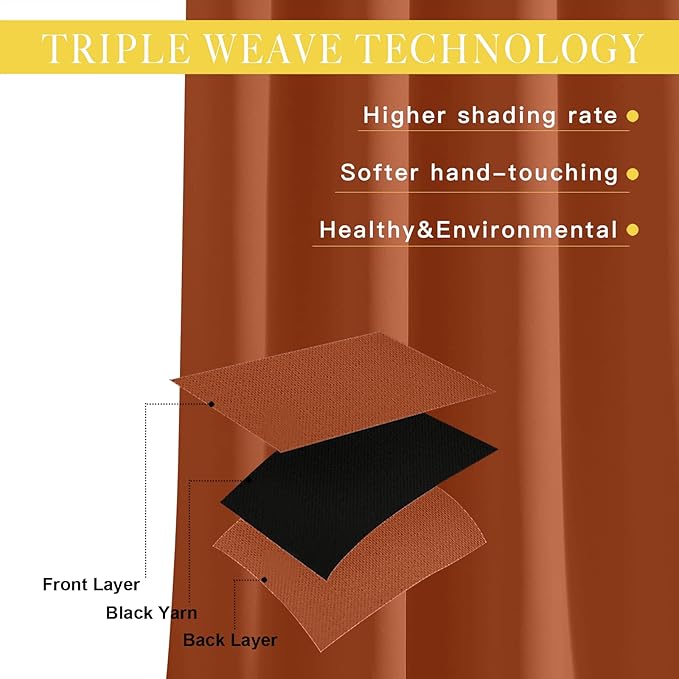 NICETOWN Burnt Orange Blackout Curtain for Sliding Door, Grommet Patio Door Curtain Wide Window Treatment Privacy Thermal Curtain for Bedroom/Living Room (1 Panel, W80 x L95)