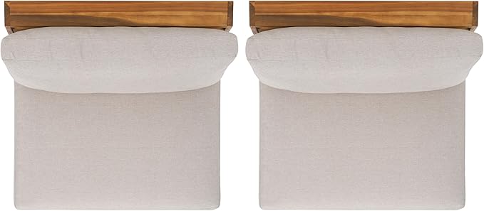 SAFAVIEH Outdoor Patio Furniture Collection – Dune Lounge Chair Set of 2, Solid Wood Outdoor Seating with Light Grey Cushions, Modern Relaxed Design (PAT7328B-SET2)