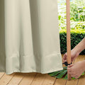 NICETOWN 2 Panels Waterproof Outdoor Curtains Fixed Grommet & Back Tab on Top & Bottom, Thermal Insulated Keep Rain & Sun Out Blackout Windpoorf Outdoor Draperies with Rope, W52 by L108, Light Beige