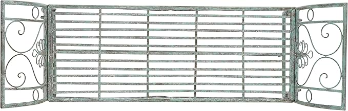 SAFAVIEH Outdoor Collection Adina Victorian Antique Dark Green Wrought Iron 51-inch Wide Garden Bench