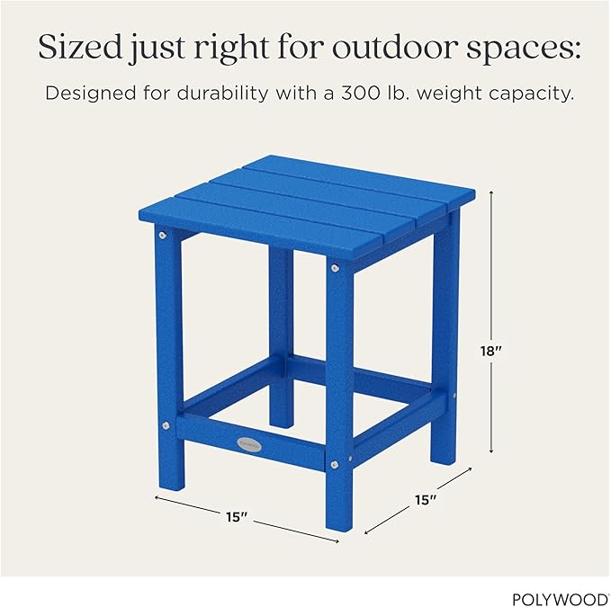 POLYWOOD Long Island 18" Side Table, Pacific Blue