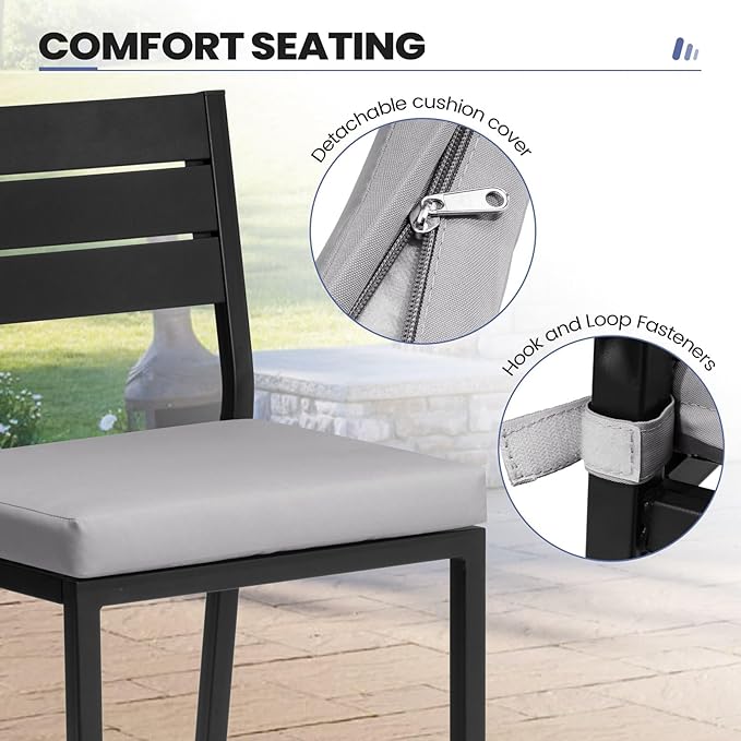 Crestlive Products Outdoor Bar Stools Set of 2, Patio Counter Height Barstools with Cushions, Tall Chairs with Back and Footrest for Deck, Lawn, Garden, Backyard, Poolside, Or Indoor Use (Light Gray)