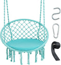 Giantex Hammock Chair Macrame Swing - Hanging with Cushion and Hardware Kit, 330 LBS Weight Capacity, Indoor for Stand, Patio, Balcony, Living Room (Turquoise) (GT10698-NPTU)