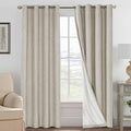 H.VERSAILTEX 100% Blackout Curtains for Bedroom Thermal Insulated Linen Textured Curtains Heat and Full Light Blocking Drapes Living Room Curtains 2 Panel Sets, Cobblestone, 52x108 Inch
