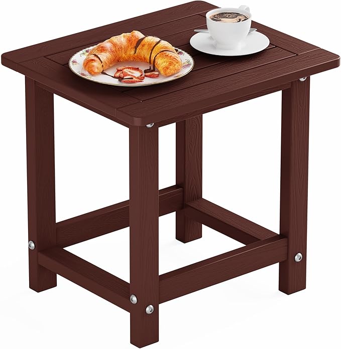YEFU Outdoor Side Table for Patio: 16" HIPS Weather - Resistant Adirondack Tables - Waterproof Small Square End Tables for Backyard Living Room Bedroom - Indoor Outdoor Durable Table Coffee