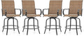 Giantex Set of 4 Swivel Outdoor Bar Stools, All-Weather Bar Height Patio Chairs, 330LBS Capacity, 360 Rotating Outside Bar Chairs with High Back Armrests, for Porch Yard Lawn Garden Pool (Brown)