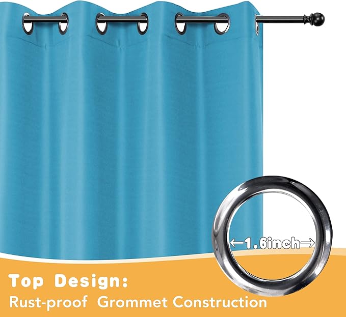 HolidayIdeas Extra Wide Outdoor Curtains for Patio Waterproof, 2 Panels - 110 x 95 Inch - Privacy & Light Filtering Curtains Grommet Outside Curtains for Porch, Gazebo, Pergola, Backyard (Teal
