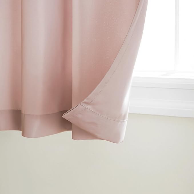 TOWN & COUNTRY BASICS Cabana Solid Heavyweight Indoor Outdoor Curtains, Light Filtering Opacity with Grommet Top, Water Repellent, 2-Pack Set, 54"x96", Blush