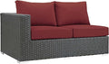 Modway Sojourn Wicker Rattan Outdoor Patio Sunbrella Fabric Left-Arm Loveseat in Canvas Red