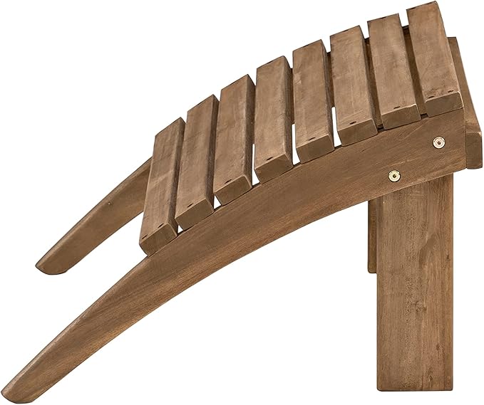 Linon Home Dcor Linon Adirondack Woodstock Ottoman, Teak Stain, Acorn, 21.6"W x 21.06"D x 13.7"H