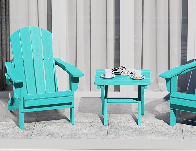 SERWALL Folding Outdoor Side Table Set of 6, Adirondack End Table, Aruba