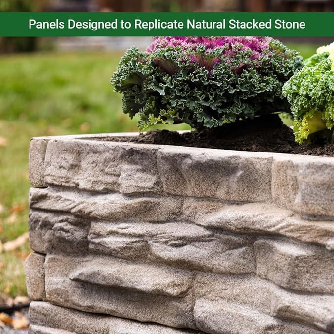 Raised Garden Bed Tan/Brown Ledgestones Composite Polyurethane Natural Look Stone Garden Planter Box (6-Pack)