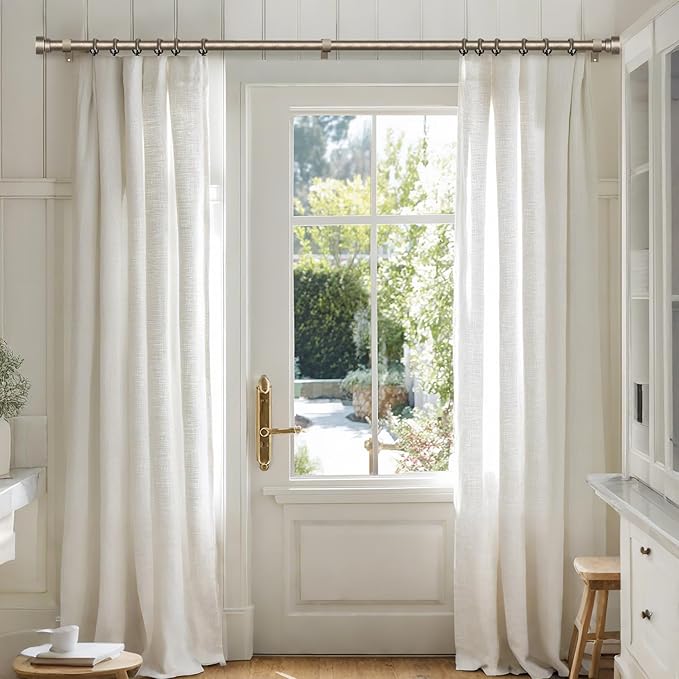 2 Pack Retro Silver Curtain Rods Set for Windows 48 to 84 Inches Adjustable Length Heavy Duty 1" Diameter Window Curtain Rod with Decorative Finials for Outdoor Bedroom Kitchen Living Room Farmhouse