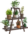 GHWIE Plant Stand Indoor Plant Shelf Outdoor bamboo Plant Rack, 3 Tiers Ladder Plant Holder Flower Stand for Living Room Balcony Garden Patio,Living Room Boho Home Decor for Gardening Gifts (Brown)