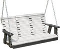 Poly Lumber Wood 5FT Porch Swing Amish Craftsmandship Made in USA HDPE with No wood fibers and 1000 lbs Limit. Stainless Steel Hardware.Signature Rollback design for Patio Outdoor Backyard Garden Park
