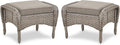Belord Outdoor Ottomans for Patio Foot Rest - 25 Inch PE Wicker Foot Stool Set of 2 with Removable Cushions for Patio Furniture Sets,All Weather Rattan Ottoman for Balcony Deck Backyard Brown