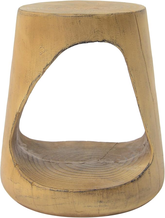 Christopher Knight Home Outdoor Side Table,Hollow Design End Table,Patio Garden Stool Table,Decorative Accent Table for Patio Balcony Beach Pool Side,Lightweight Concrete,Wood Like Texture,Natural