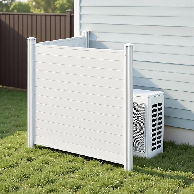 VEVOR Outdoor Privacy Screens, 50" W x 50" H Air Conditioner Fence, Pool Equipment Enclosure, Horizontal Vinyl Privacy Fence, Perfect to Enclose Trash Can and A/C Units (2-Panel)