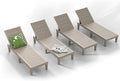 ROJIK Outdoor Chaise Lounge Chair Set of 4,with 5-Position Adjustable Backrest,Waterproof & Lightweight | Durable Indoor/Outdoor Patio Lounger Chair for Garden Pool Beach,Grey