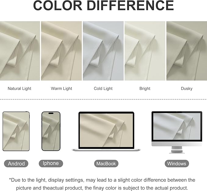 RYB HOME Outdoor Curtains for Patio Waterproof Block Sunlight Thermal Insulated Privacy Assured Thick Outside Curtains for Pergola, Deck, Gazebo, W52 x L90, Beige, 1 Panel
