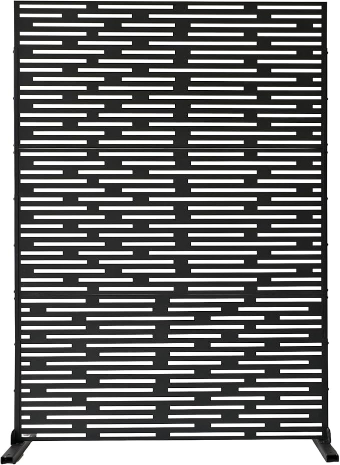 Oakland Living 6 ft. X 4 ft. Black Freestanding Metal Privacy Screen Room Divider