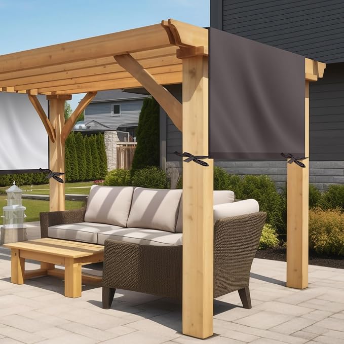 Universal Pergola Replacement Canopy Outdoor Canopy Shade Cover Waterproof Shade Top Cover for Outdoor Patio Porch Backyard(12 x 9 ft,Coffee)
