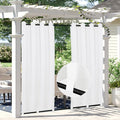 Easy-Going Linen Look Outdoor Curtains Waterproof Windproof Porch Curtains, Soft Thicken Outdoor Privacy Curtains for Patio, Gazebo, Grommet Top and Tab Bottom Drape, 1 Panel, 54x120 inch, White
