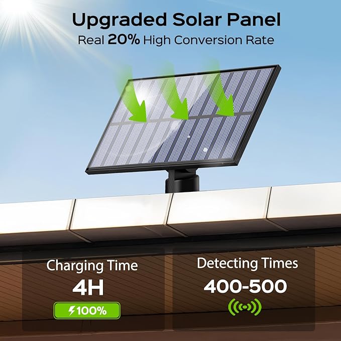 Adiding Solar Outdoor Lights, 202 LEDs Flood Lights with 16.4 ft Cable, Remote Control Solar Motion Sensor Outdoor Lights, 3 Modes Solar Powered Security Lights for Outside Patio, Yard, Garage, 2 Pack