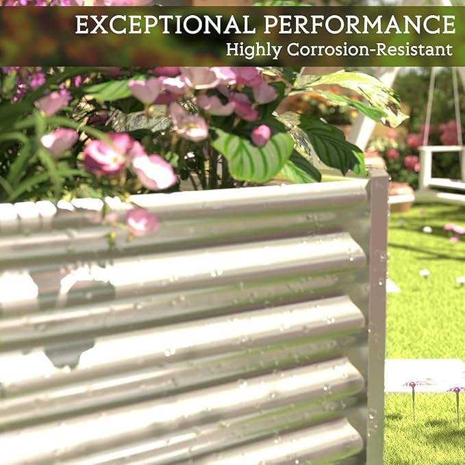 FRIZIONE 4pcs 4x2ft Galvanized Raised Garden Bed Outdoor,Above Ground Garden Bed for Vegetable,Metal Raised Beds for Flower,Steel Raised Beds for Gardening