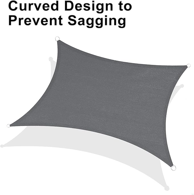 LOVE STORY Custom Size 8'x18' Dark Grey Sun Shade Sail Rectangle UV Block Canopy Patio Sail Sunshades Fabric for Outdoor Garden Carport (We Make Custom Size)