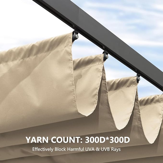 Pergola Shade Cover Replacement Canopy Top Compatible with 10 X 10 ft 6-Bar Pergola Frames - Beige (Canopy Size 116" W x 95" L, Canopy Top Only)