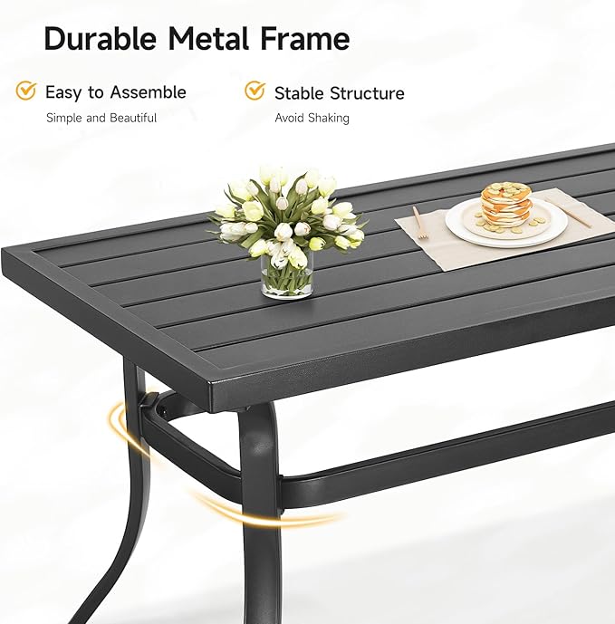 ONBRILL Small Metal Outdoor Coffee Side Table, Steel Coffee Tables for Patio, Outside, Garden, Balcony, Backyard and Living Room, Rectangle, Grey